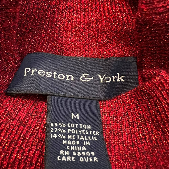 Preston & York Sweater Mock Turtleneck Size M in Red Metallic - Picture 4 of 5